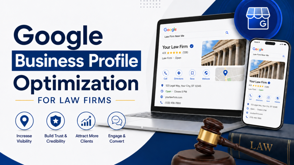 google business profile optimization for law firms featured graphic image
